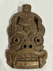 Vintage Wood MCM Hand Carved Aztec Tiki Mask