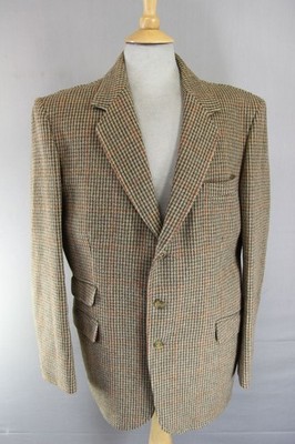 BRITISH MADE BEAVER 3 POCKET BROWN HOUNDSTOOTH CHECKED JACKET 40 INCH (REG FIT)