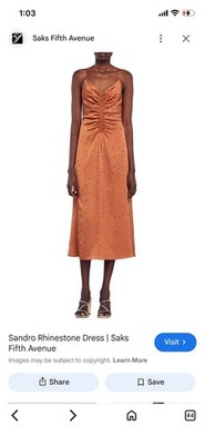 Sandro Paris Praline Ruched Rhinestone Dress