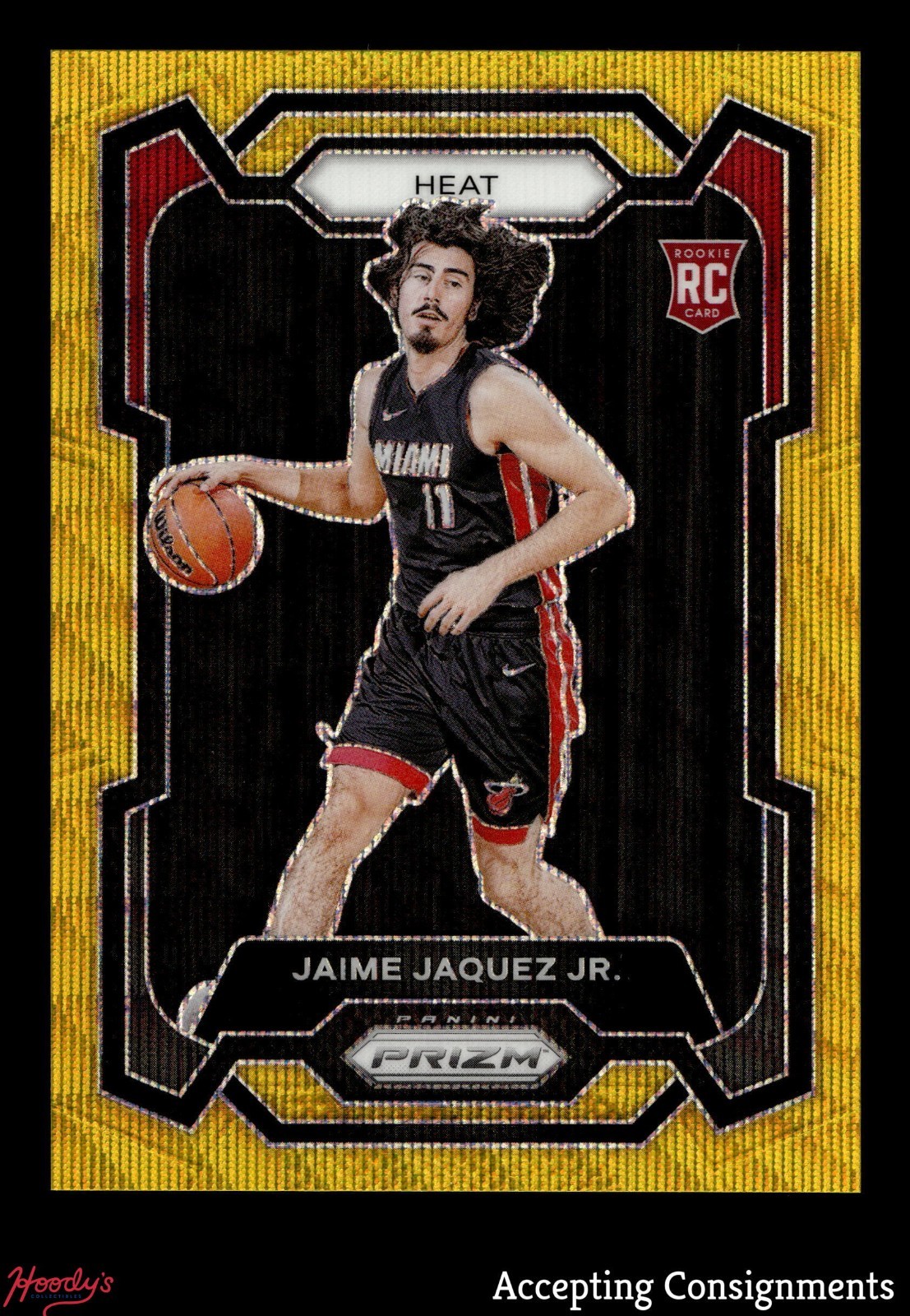 2023-24 Panini Prizm Prizms Gold Wave #137 Jaime Jaquez Jr. 8/10 ROOKIE RC HEAT