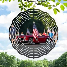 3D Metal Hanging Wind Spinners - Dynamic Circular Wave Design Wind Chimes  