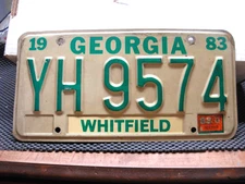 LICENSE PLATE  GEORGIA  1983   YH 9574  WHITFIELD COUNTY   AS RECEIVED #16