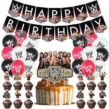 Wrestling Birthday Decorations, Party Supply include Happy Black