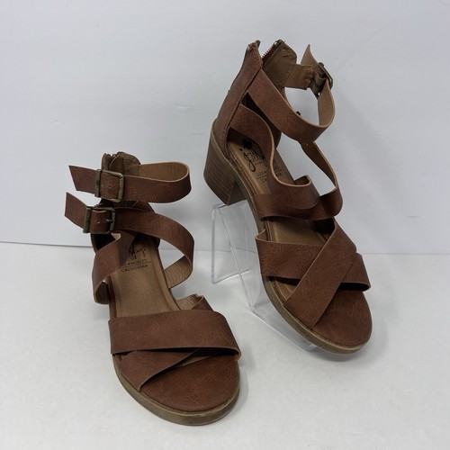 Jellypop Strappy Womens Sandals Size 6M Brown block heels Buckles Zip Close EUC - Picture 7 of 23