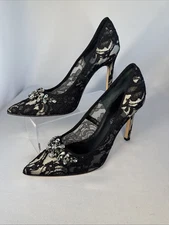 Ivanka Trump Camara Stiletto 4” Heel Lace Rhinestone Size 8.5