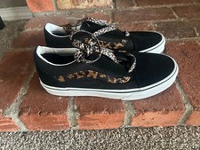 Size 5 GS - VANS Old Skool Low Leopard Fur Black- NWB