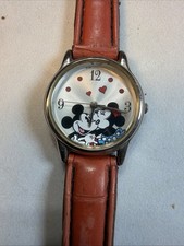Disney Mickey Mouse Watch Special Edition Red Leather Strap Works