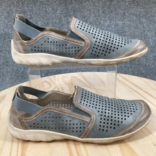 Remonte Shoes Womens 41 Liv 25 Perforated Loafers Slip On Flats Gray Leather