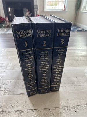 Volume Library 1 3 Hardcover Set Mathematics Language World Maps Gilt Spines