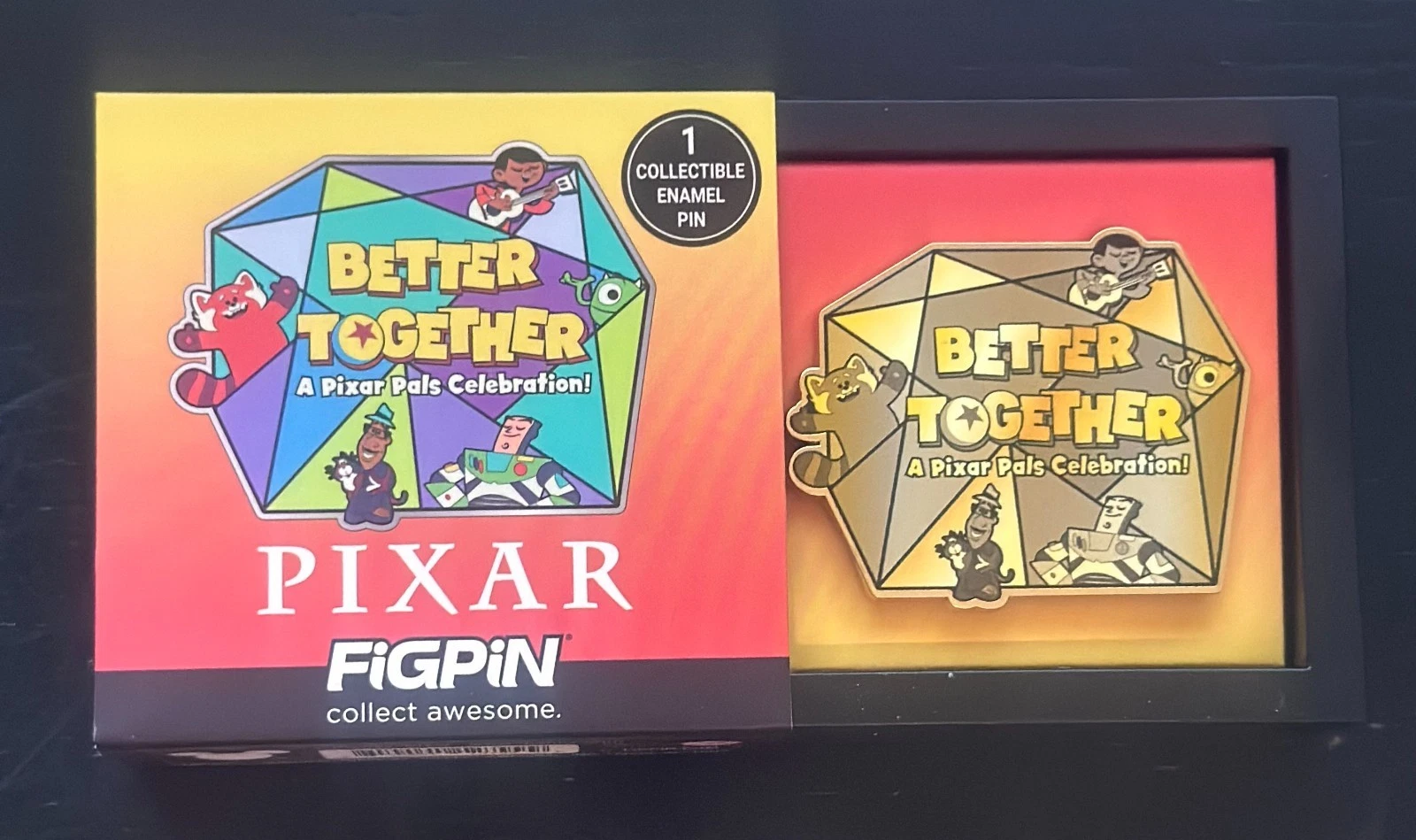 Disneyland Better Together Figpin Gold RARE DCA Pixar Coco Buzz Soul Red Pin