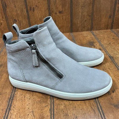 Ecco Soft 7 Zip Sneaker Bootie Gravity Gray Nubuck Boots EU 39 Women's 8-8.5 XW