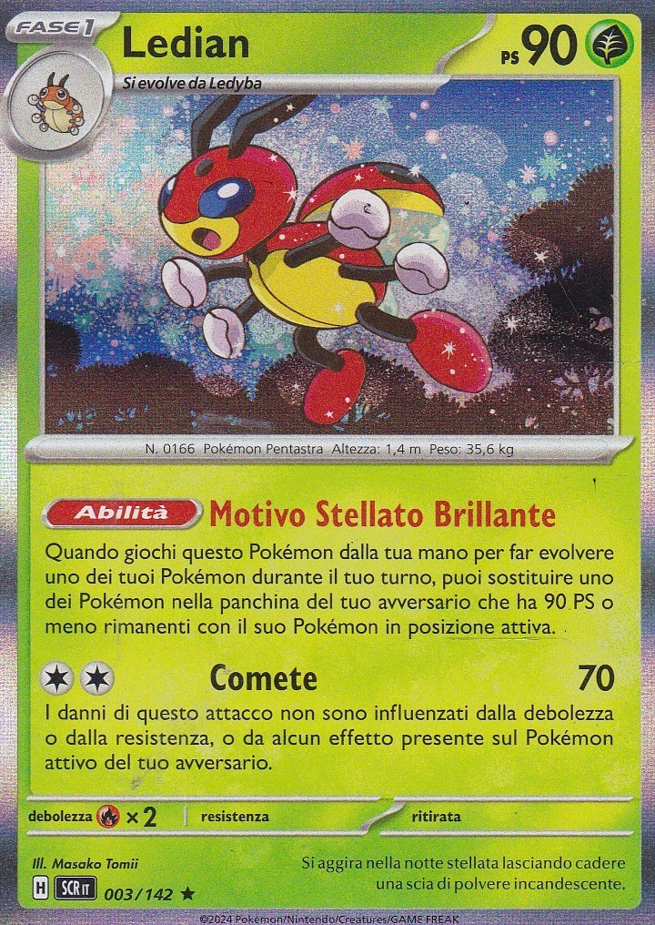 CARTA POKEMON - LEDIAN - 003/142 - PS 90 - HOLO - RARA - IN ITALIANO | eBay