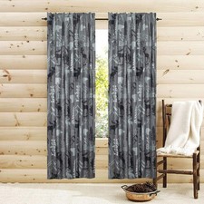 Home Sweet Home Rustic Mountain Lodge Window Curtains 2-Panel Pair Set with R...