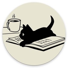Mouse Pad, Cute Black Cat Customized Premium-Textured Round Mouse Pad, Washab...