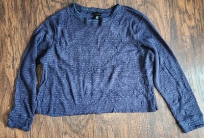 Agnes & Dora Womens Crop Shirt Raw Hem Stretch Pullover Top, Blue, XL, NEW!!
