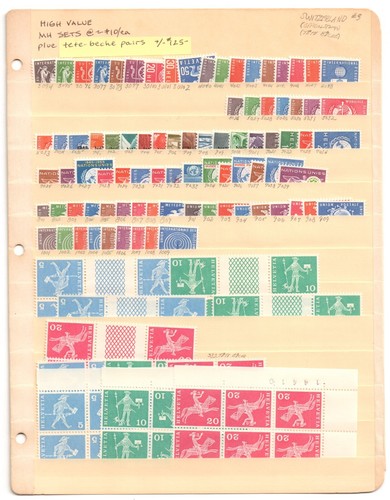 SWITZERLAND Helvetia 1960s Mostly MNH Stamps, tête-bêche Pairs & Blocks CV$125+