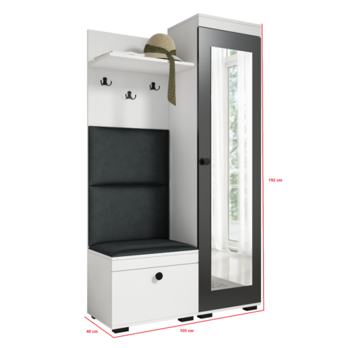Flurgarderobe DUO, Garderobenschrank, Spiegel, Schuhschrank, fertig aufgebaut - Bild 3 von 33