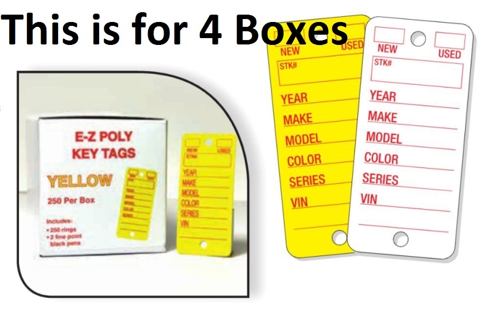 Poly Key Tags, 1000 Key Tags, 4 Boxes each of 250, Car Dealer Key Tags eBay