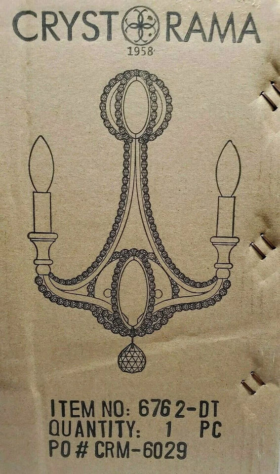 Arandela Crystorama Guirlanda 2 Luzes Suporte de Parede em Crepúsculo Aflito #6762-DT NOVA NA CAIXA - Imagem 3 de 4