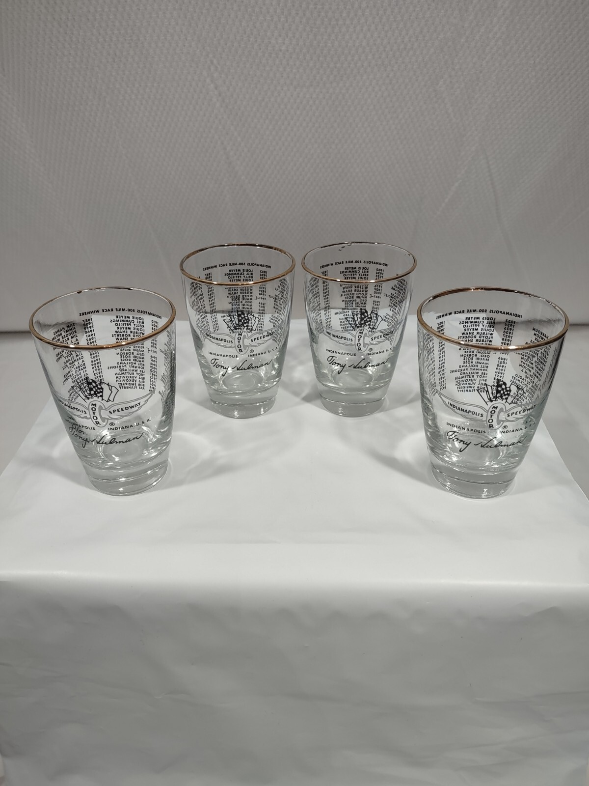 1975 Indianapolis Motor Speedway Winners Glasses Set of 4 Barware