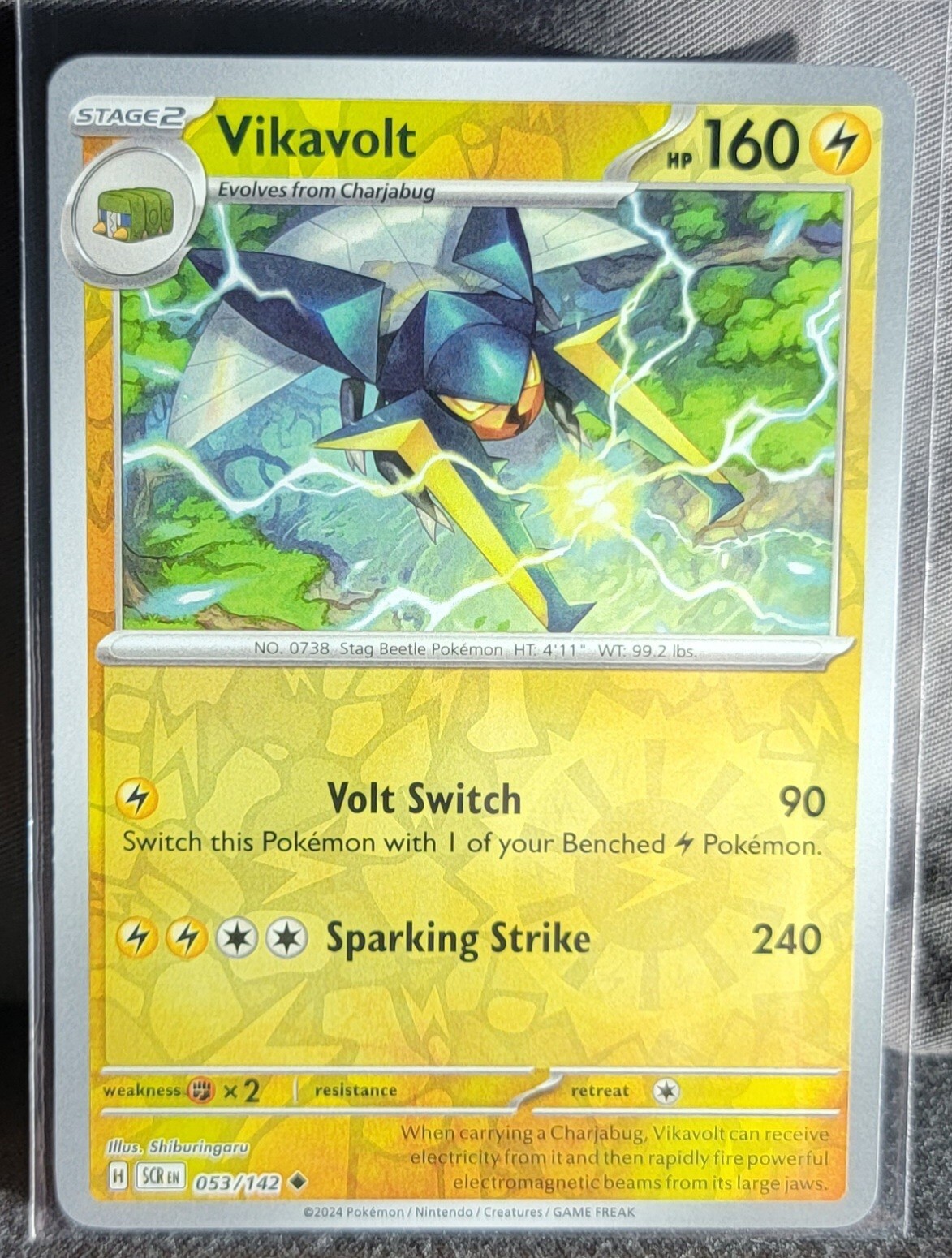 Pokemon TCG Card Vikavolt 053/142 S&V Stellar Crown Uncommon Reverse Holo NM
