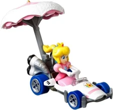 Hot Wheels Mario Kart Princess Peach in B-Dasher Kart with Peach Parasol Glider