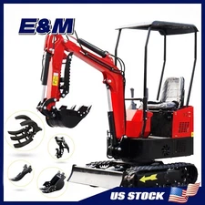 One Ton 13.5HP Hydraulic Mini Excavator Small Digger with Roof in Stock USA