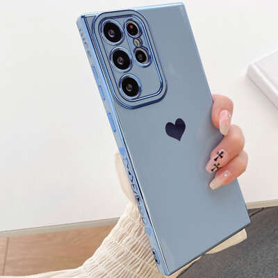 For Samsung Galaxy S24 Ultra S23 FE S22 S21 S20 Plating LOVE Heart Soft TPU Case