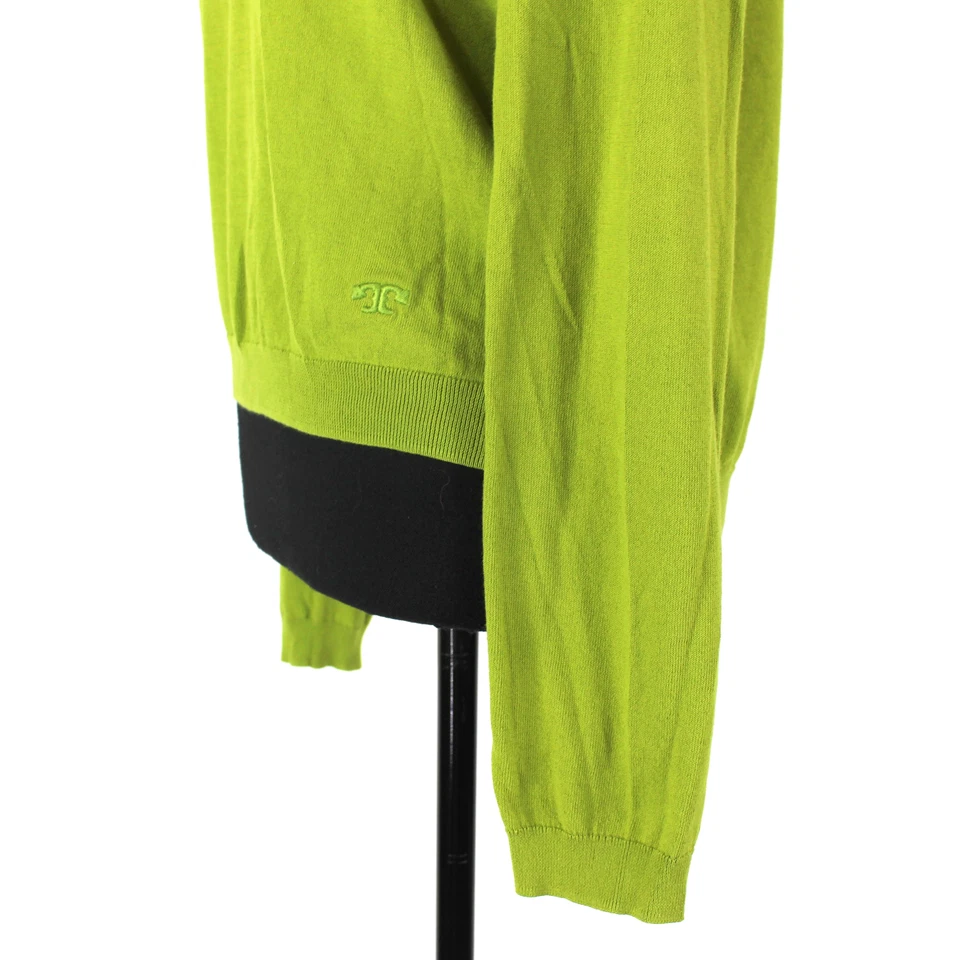 Suéter Tejido Tory Burch Verde Dorado Logo Botón Hombro Mangas Largas Cuello Redondo S Foto 4 de 4