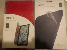 Nook Smart Folio Cover For 10.1" Nook Tablet Red With Screen Protector Kit.New