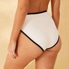 Shade  Shore Women's Contrast Binding High Waist High Leg Bikini Bottom Medium