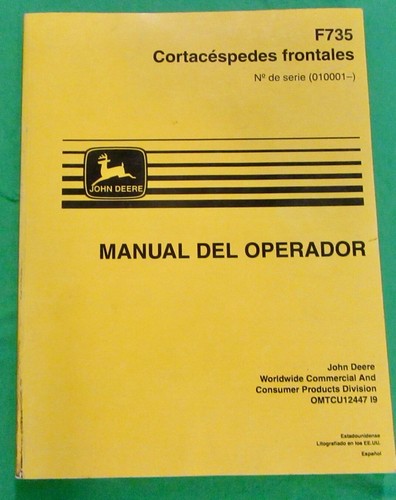 John Deere F735 Front Mowers English & Spanish Operator's Manual OMTCU12447 - Picture 2 of 12
