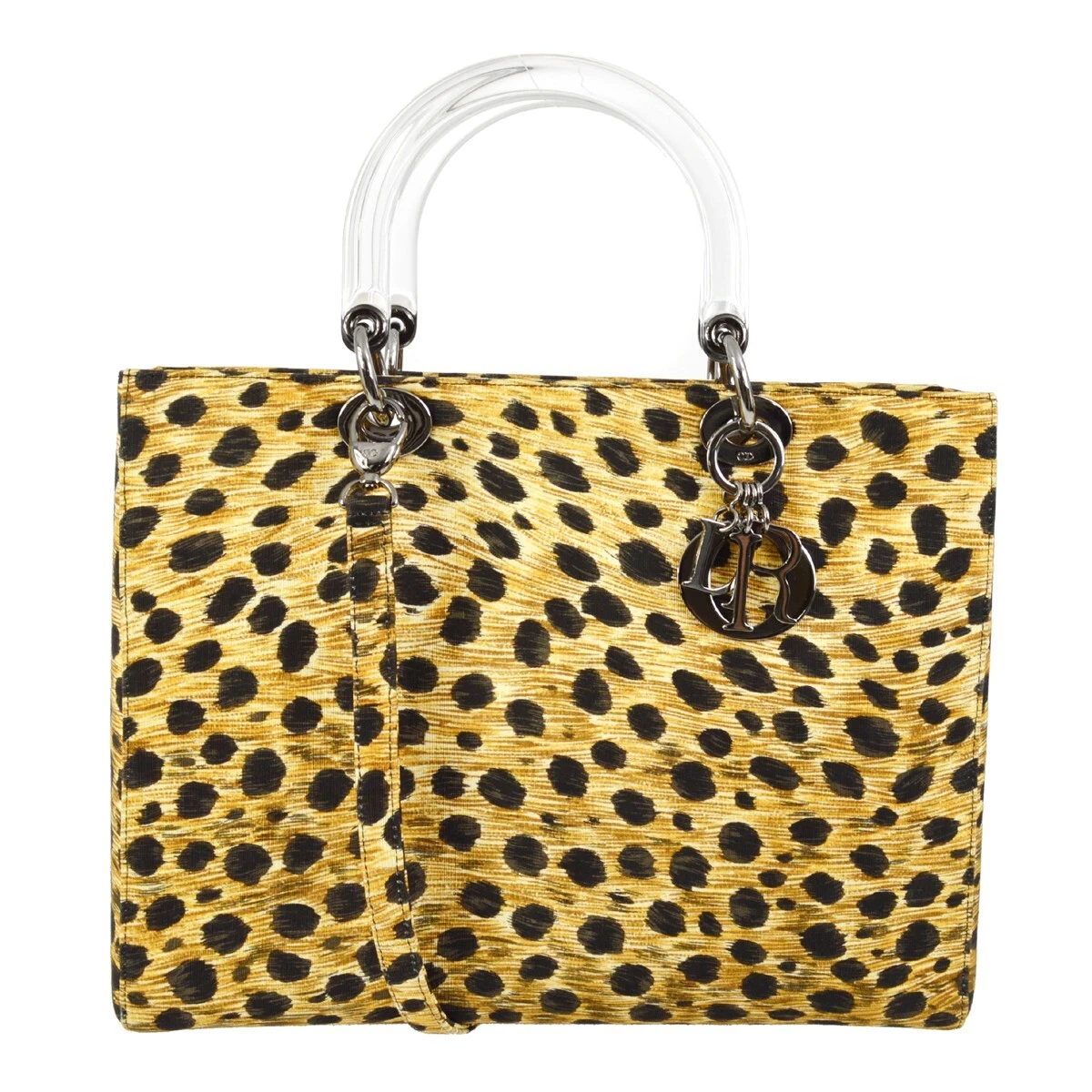 Sac à main Christian Dior jaune noir guépard Lady Dior 2 voies MA 0959 151463