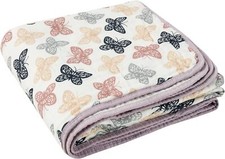 Muslin Blanket - 100 Organic Cotton Toddler Quilted 47"x47  , Butterfly
