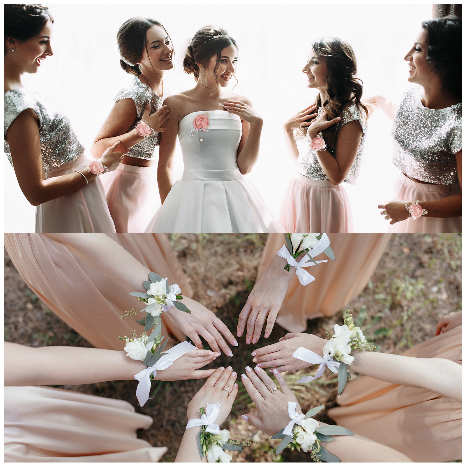 PATIKIL Rose Bridesmaid Wrist Corsage - 2 Pack Navy Blue Artificial Flower