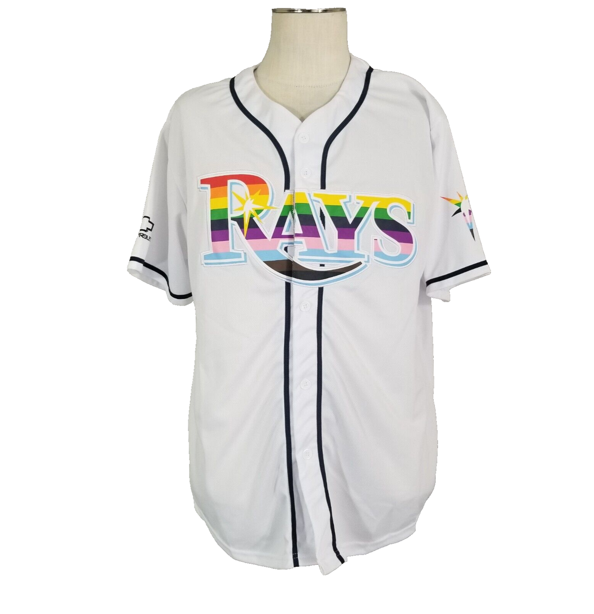Match Up Tampa Bay Rays jersey men's XL extra large white rainbow - Main Image