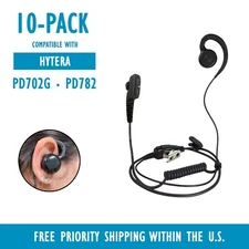 [10-Pack] Swivel PTT Mic Earpiece for Hytera Radios PD708, PD750, PD780, PD752