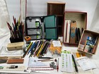 Office supplies large lot pens pencils erasers rulers helix turquoise holder