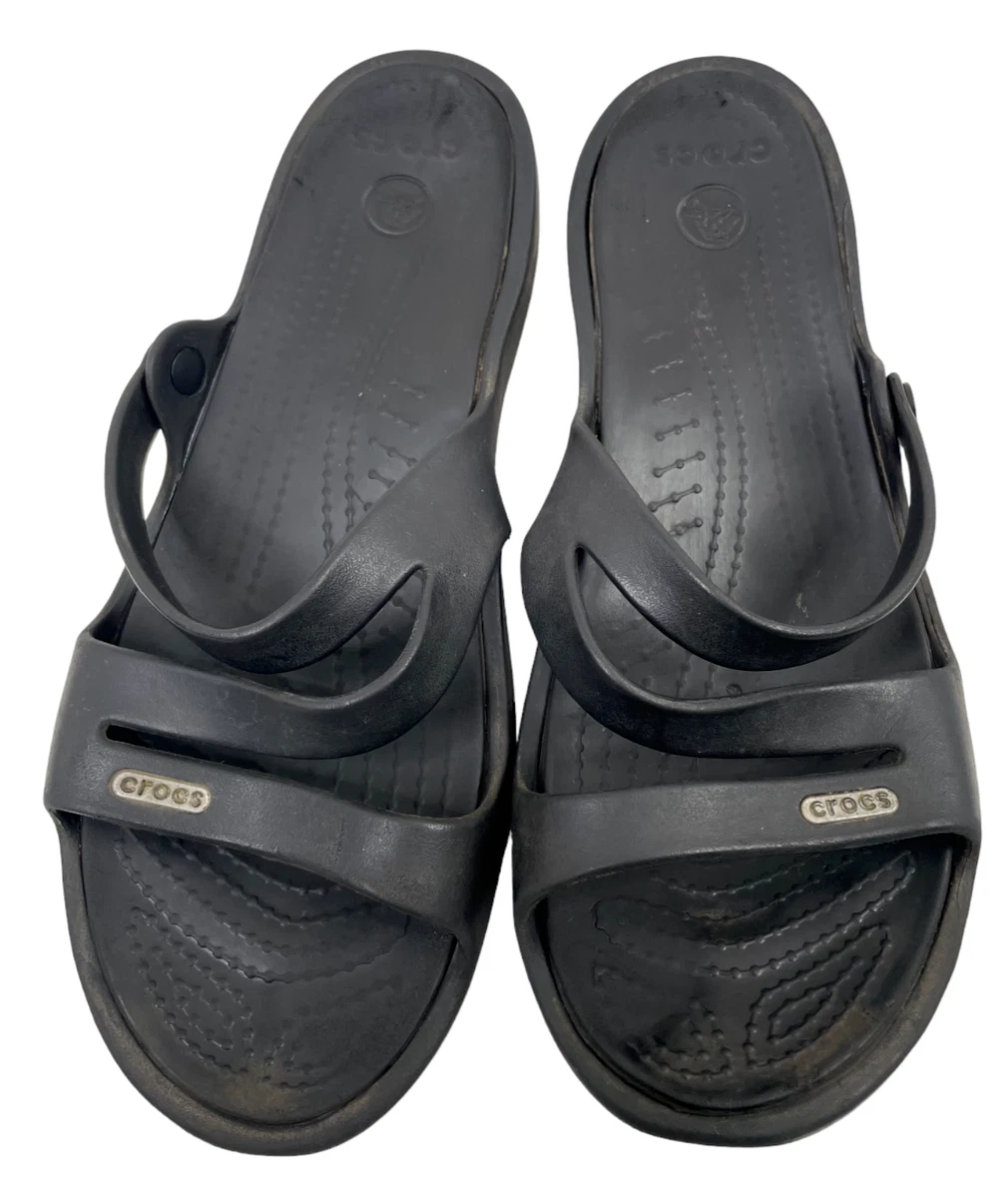 Crocs Women s Patricia Black Wedge Slide Sandals Size 9 eBay