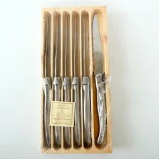 Laguiole Bee Steak Knives Set of 6 Silver Handle  Made In France NEW