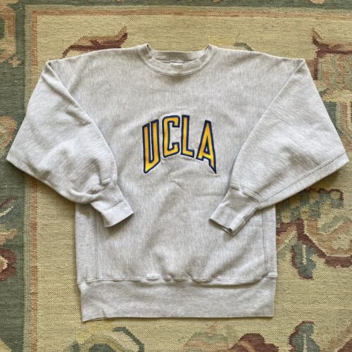 Vintage 90s Champion Large UCLA Reverse Weave Sweatshirt Gray Tri Blend Rayon - Picture 1 of 6