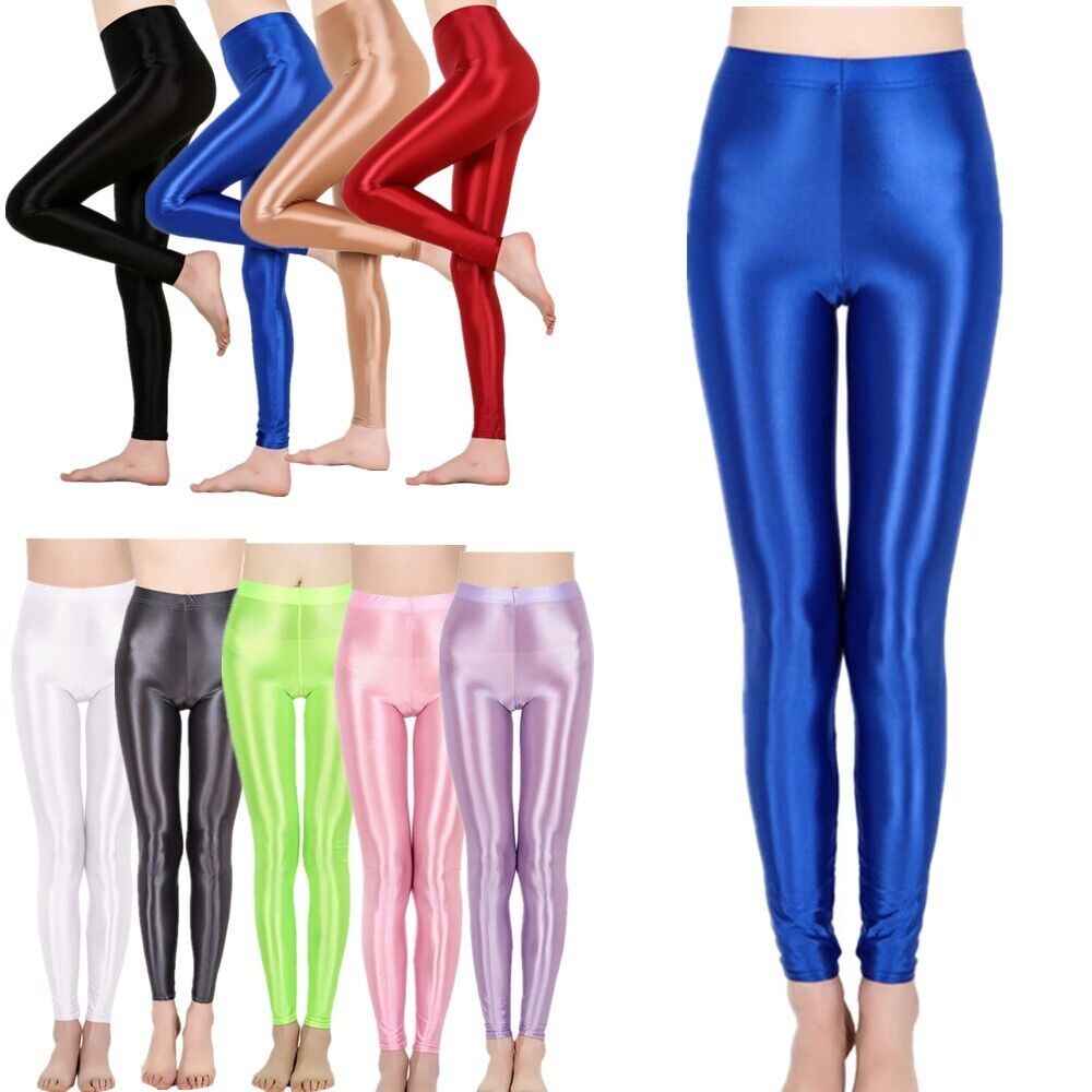 Womens Glossy Oil Stretchy Yoga Pants Sports Workout Dance Leggings  Sweatpants