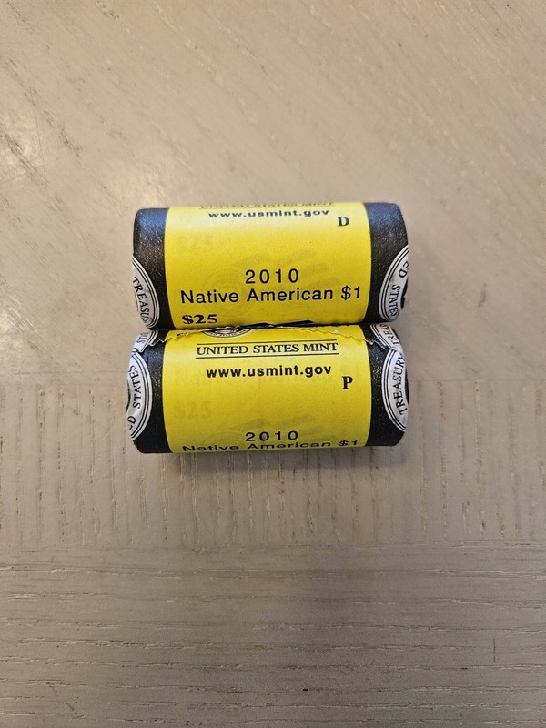 2010 Native American Sacagawea Golden Dollar P & D Rolls