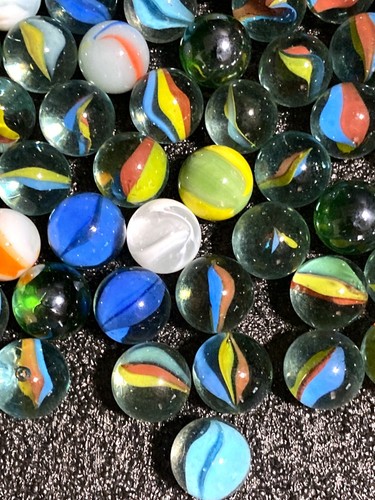 125 Vintage Marbles - Variety of Types - in Pint Canning Jar W/Lid - Picture 7 of 9