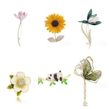 Sunlower Btterfly Panda Collar Suit Shirt Shinny Pearl Neck Pin Brooch Gift