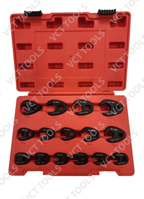 15-Piece Crowfoot Wrench Set 1/2  & 3/8  Drive, Metric Crows Foot Wrench 8-24mm