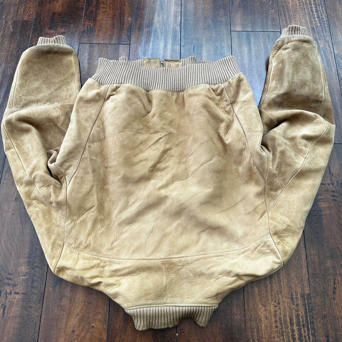 VTG 1950s DuPont Quilon Jacket Tan Suede Leather Lined VTG 1950s DuPont Quilon Jacket Tan Suede Leather Lined