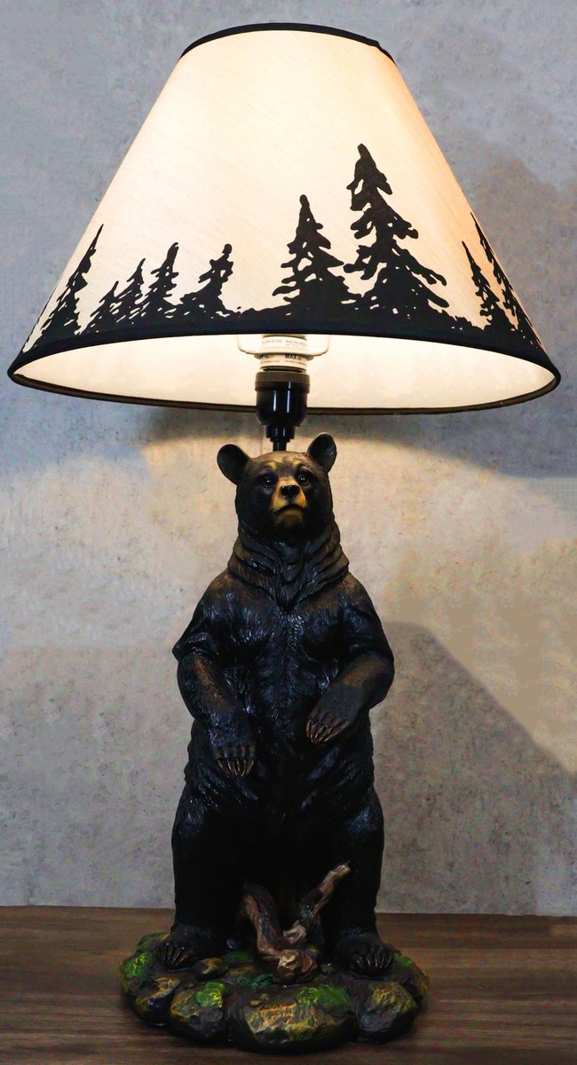 Large Standing Black Bear Surveyor Arkadius Desktop Table Lamp