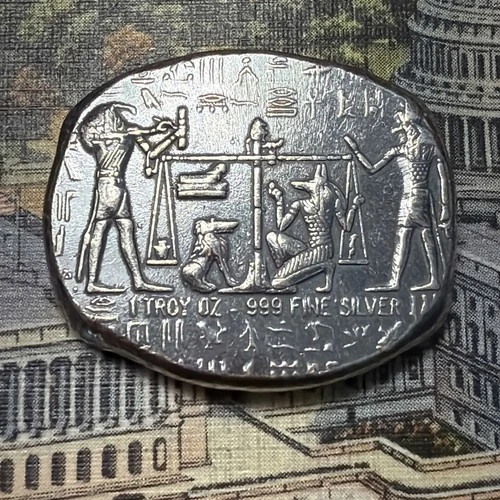 Egyptian Themed Antiqued 1 oz. Silver Round 🇪🇬