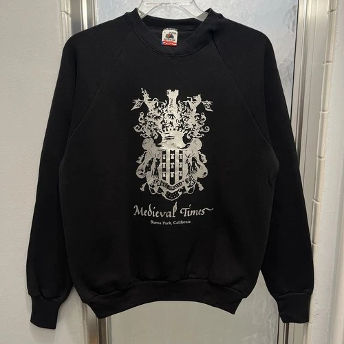 NWOT 90s Medieval Times Dinner & Tournament Black Sweatshirt Sz L USA Made FOTL - product listing photo